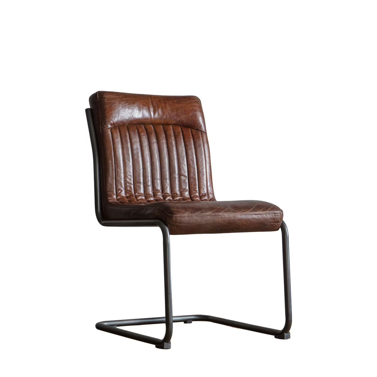 Luxury Modern Gallery Capri Brown Leather Cantilever Dining Chair