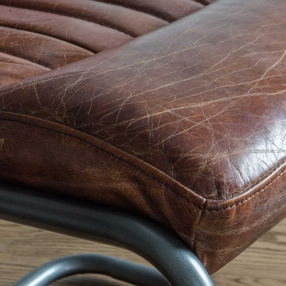 Luxury Modern Gallery Capri Brown Leather Cantilever Dining Chair