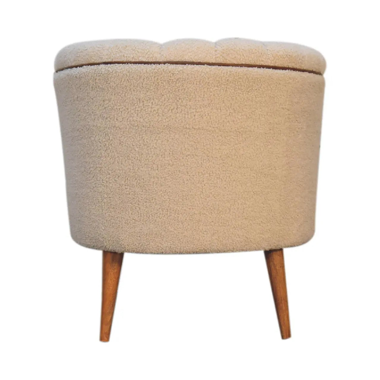 Luxury designer Bouclé Handwoven Upholstered Armchair with Buffalo Hide Seat & Solid Oak Finish Legs
