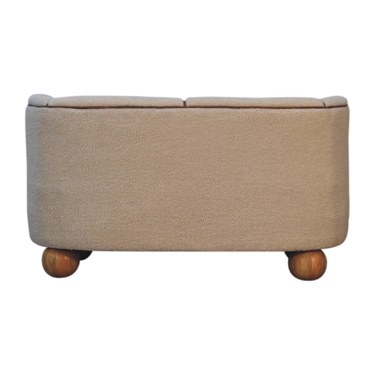 Luxury designer Bouclé Handwoven Upholstered Sofa with Buffalo Hide Seat & Solid Oak Finish Legs