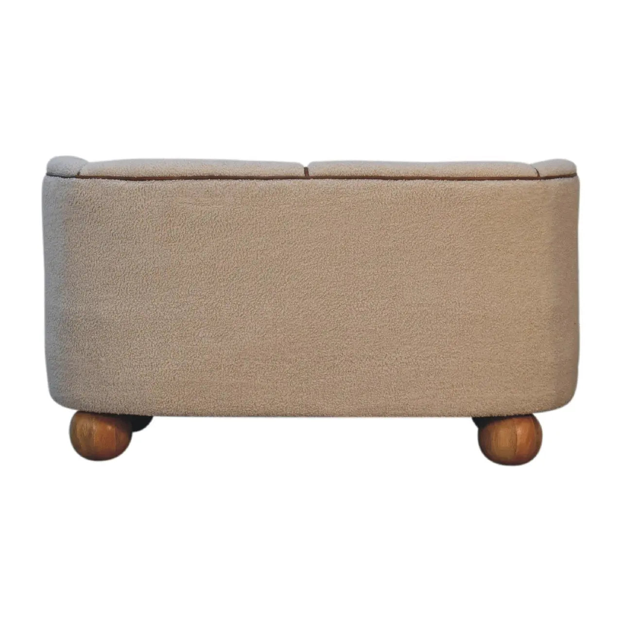 Luxury designer Bouclé Handwoven Upholstered Sofa with Buffalo Hide Seat & Solid Oak Finish Legs
