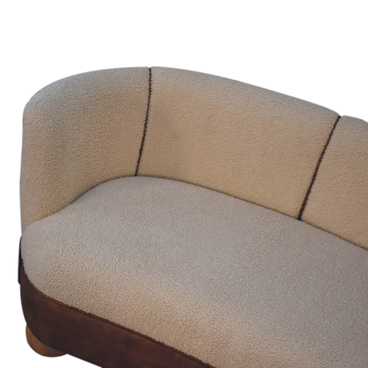 Luxury designer Bouclé Handwoven Upholstered Sofa with Buffalo Hide Seat & Solid Oak Finish Legs