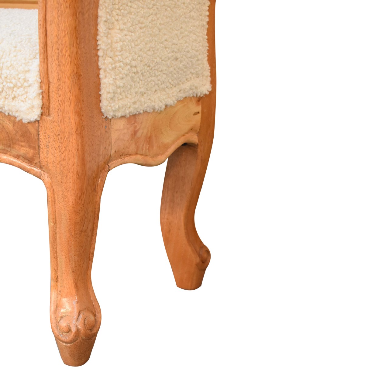 Luxury designer Curled Cotton Handwoven Upholstered Bench – Natural Yarn & Oak Finish Legs