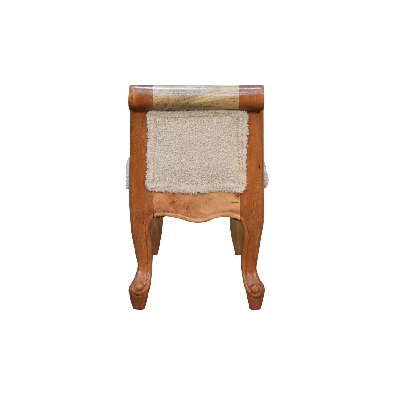 Luxury designer Curled Cotton Handwoven Upholstered Bench – Natural Yarn & Oak Finish Legs