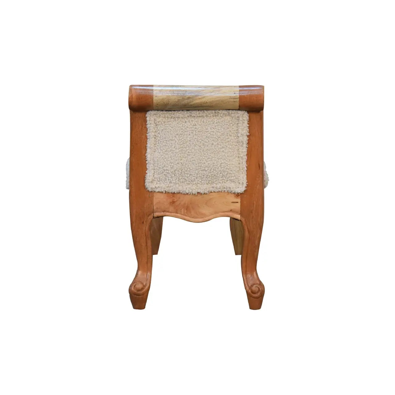 Luxury designer Curled Cotton Handwoven Upholstered Bench – Natural Yarn & Oak Finish Legs