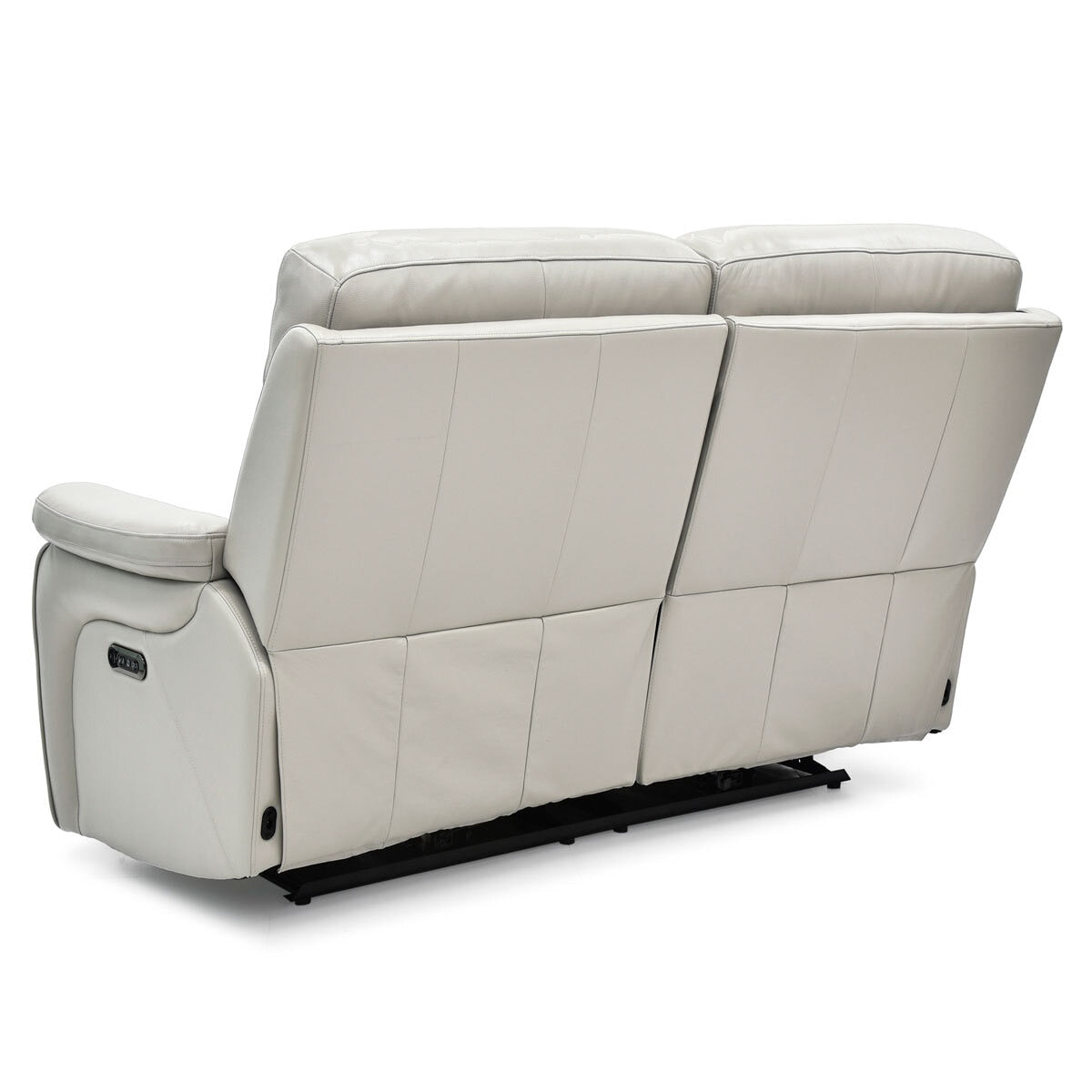 Luxury designer Fletcher Light Grey Leather Power Reclining 2 Seater Sofa with Power Headrest