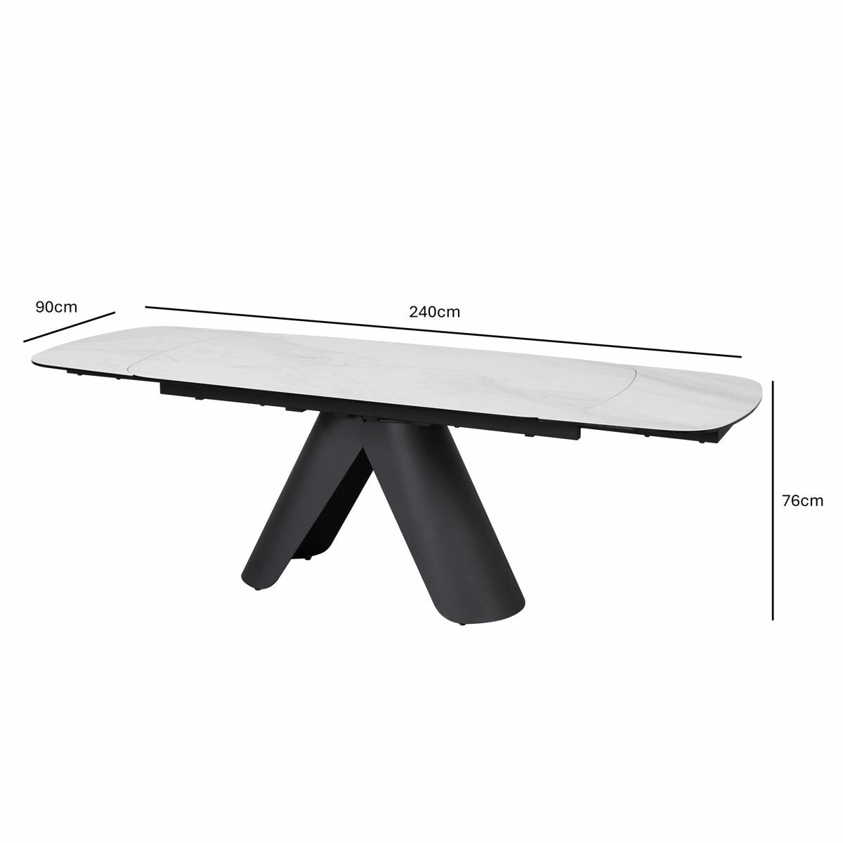 Modern Indus Valley Capri Ceramic Extending Dining Table + 6 Grey Chairs, Seats 6-8