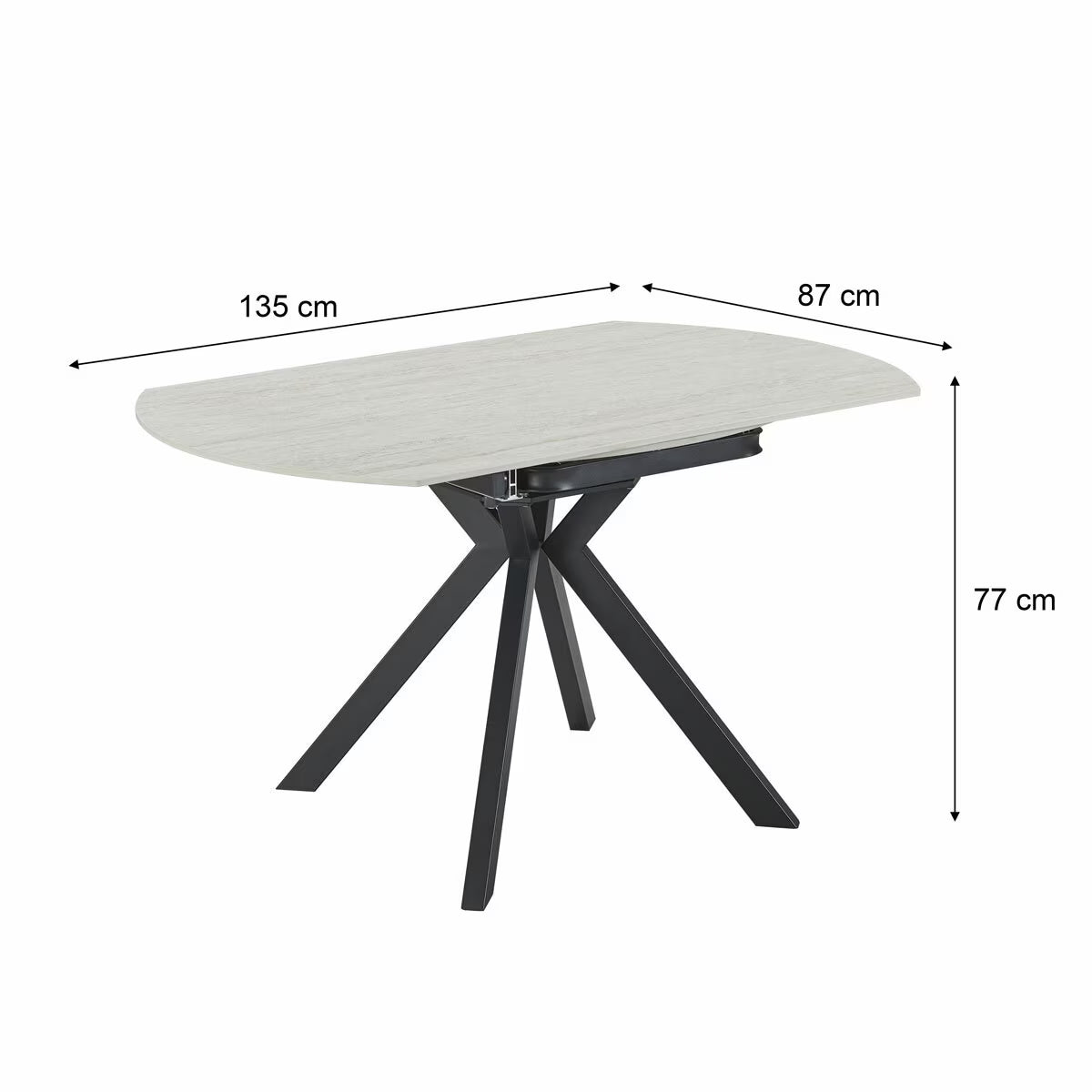 Modern Indus Valley Cavella round Ceramic Extending Dining Table + 4 Beige Chairs