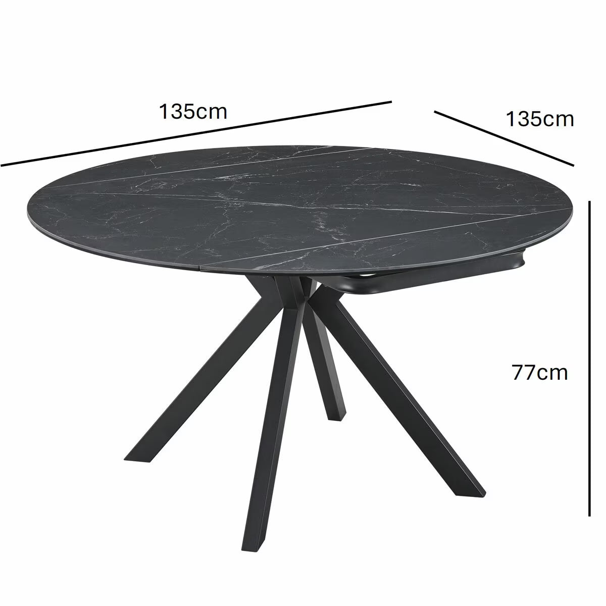 Modern Indus Valley Cavella round Ceramic Extending Dining Table + 4 Grey Chairs