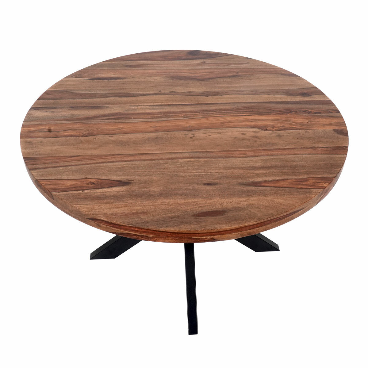 Modern Indus Valley Henley round Wooden Dining Table + 4 Grey Chairs