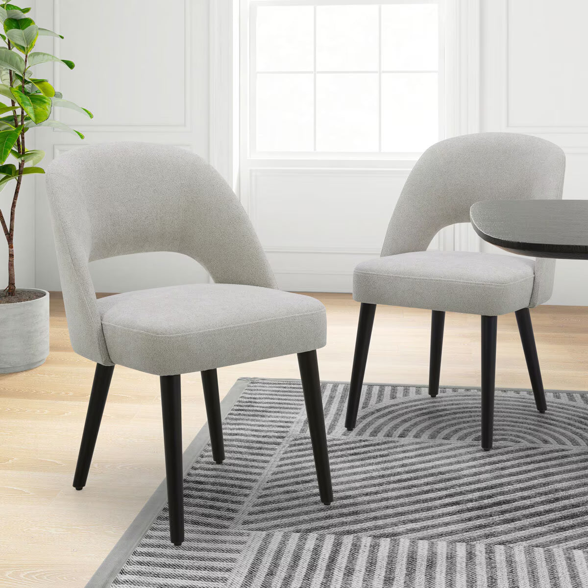 Modern Kobe Grey Fabric Dining Chairs, 2 Pack