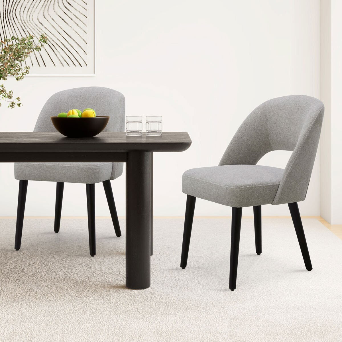 Modern Kobe Grey Fabric Dining Chairs, 2 Pack