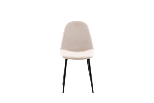 Beige chair with black legs on a white background