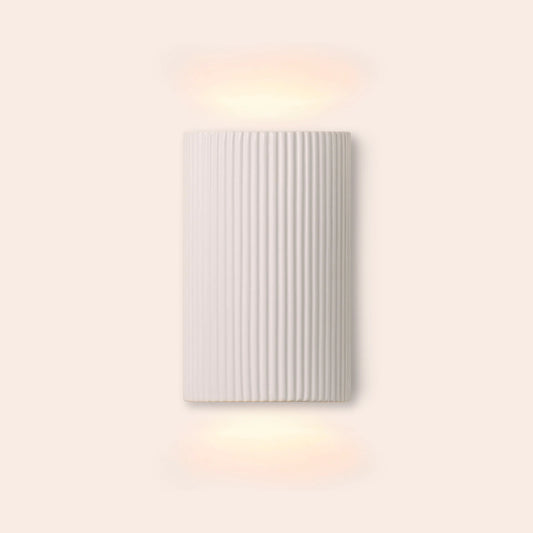 White ribbed ceramic wall light Outdoor Wall Light BlissVeranda