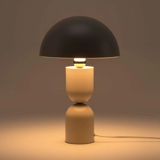 Sand grey dome mushroom table lamp Integrated Table Lamp BlissVeranda
