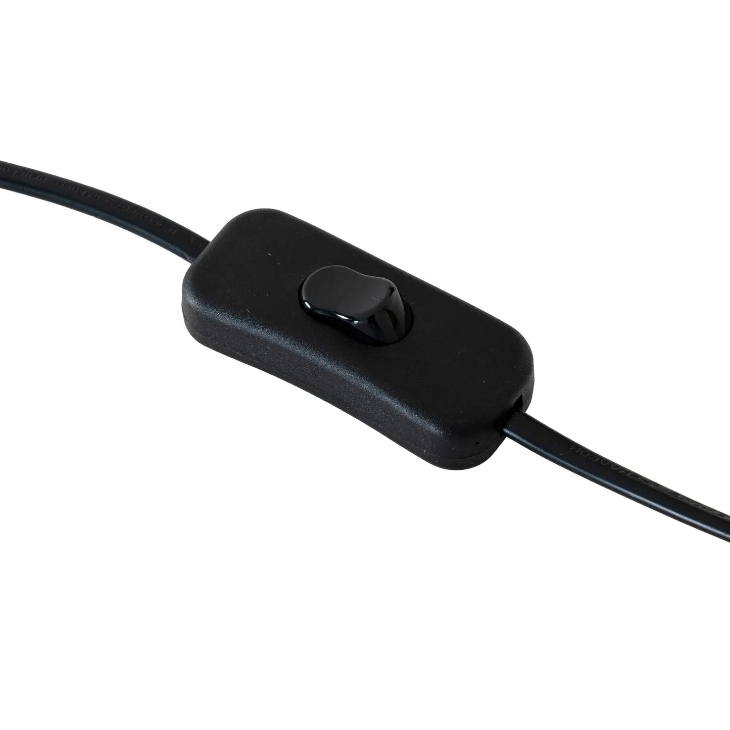 Black cable tie with a knot on a white background