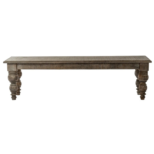 Wooden table with turned legs on a white background