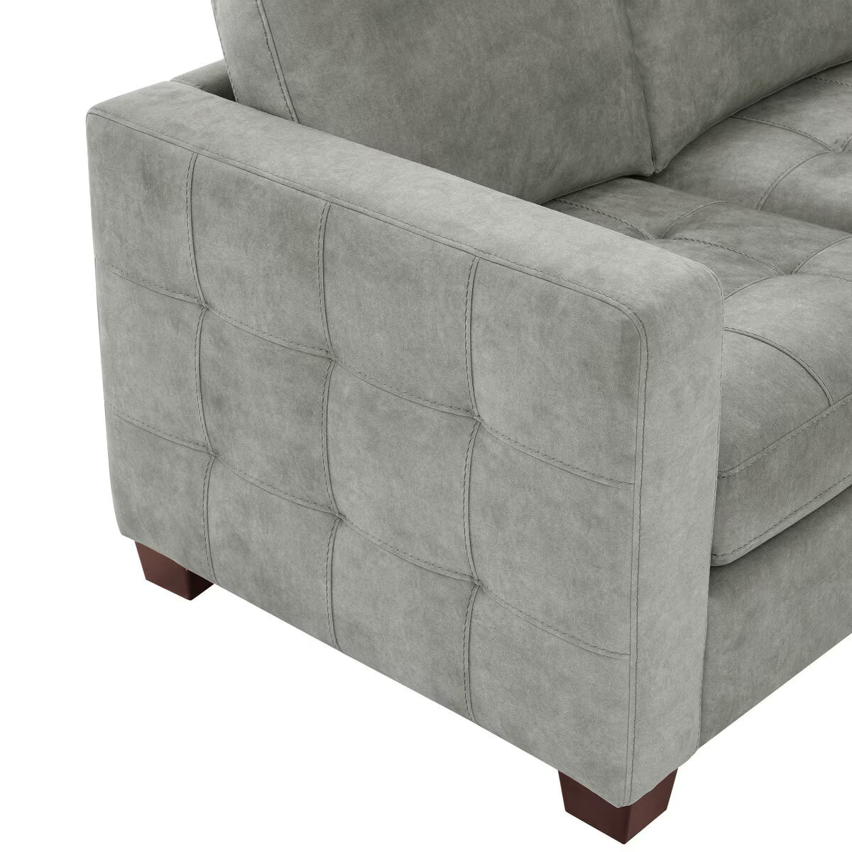 Modern Luxury Thomasville Kylie Grey Fabric Sectional Sofa with Storage Ottoman