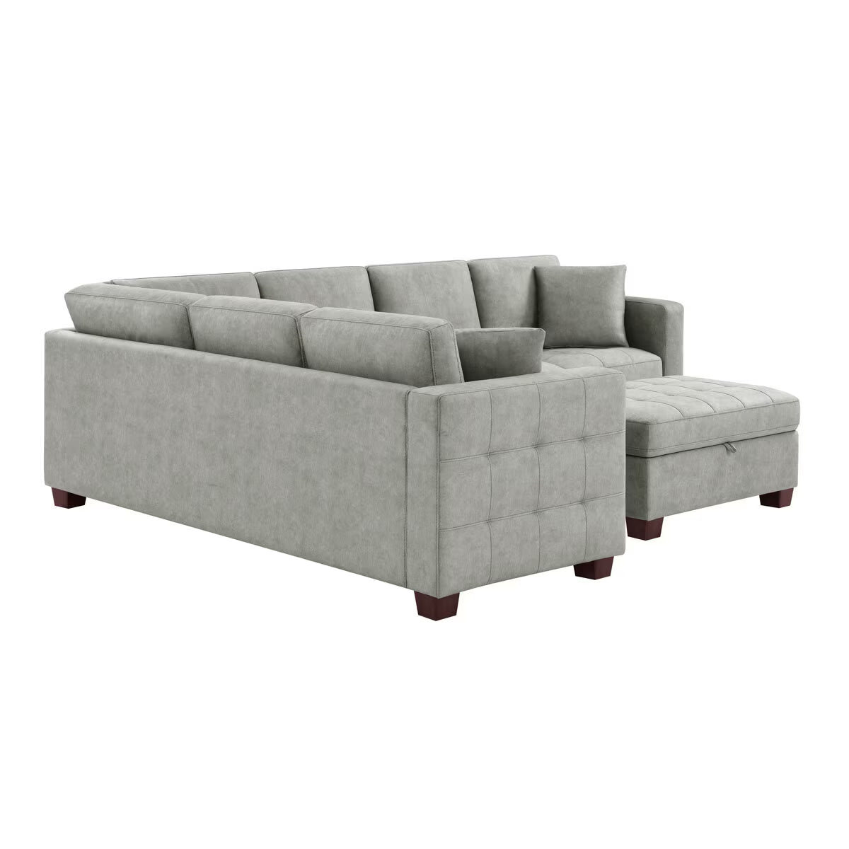 Modern Luxury Thomasville Kylie Grey Fabric Sectional Sofa with Storage Ottoman