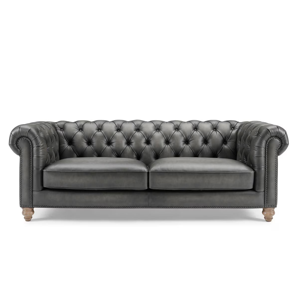 Allington 3 Seater Grey Leather Chesterfield Sofa