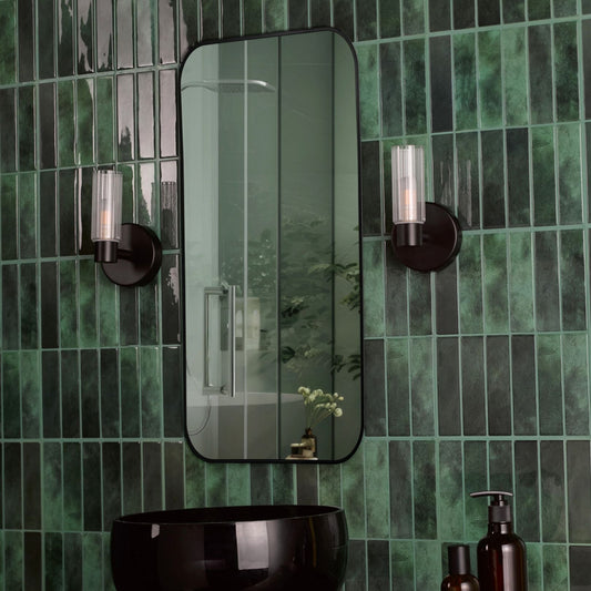 Hannah Matte Black & Glass Bathroom Wall Light