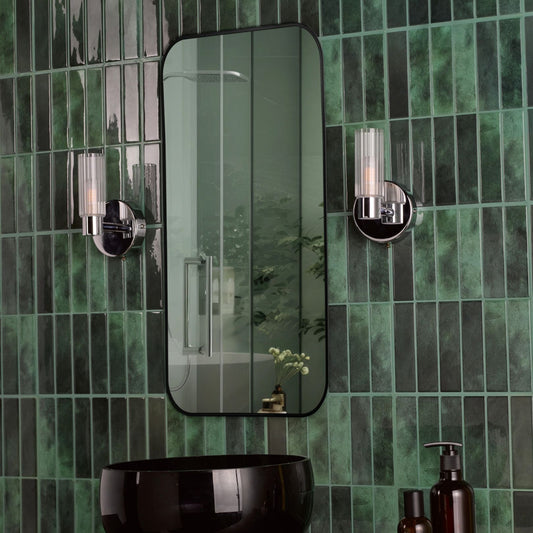 Hannah Polished Chrome & Glass Bathroom Wall Light