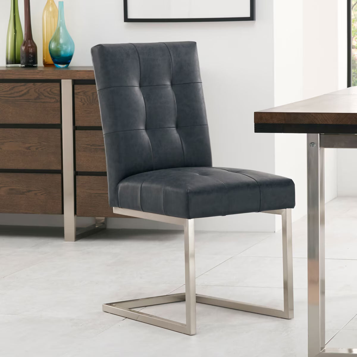 Tivoli Dark Oak Extending Dining Table + 6 Black Cantilever Chairs, Seats 6-8