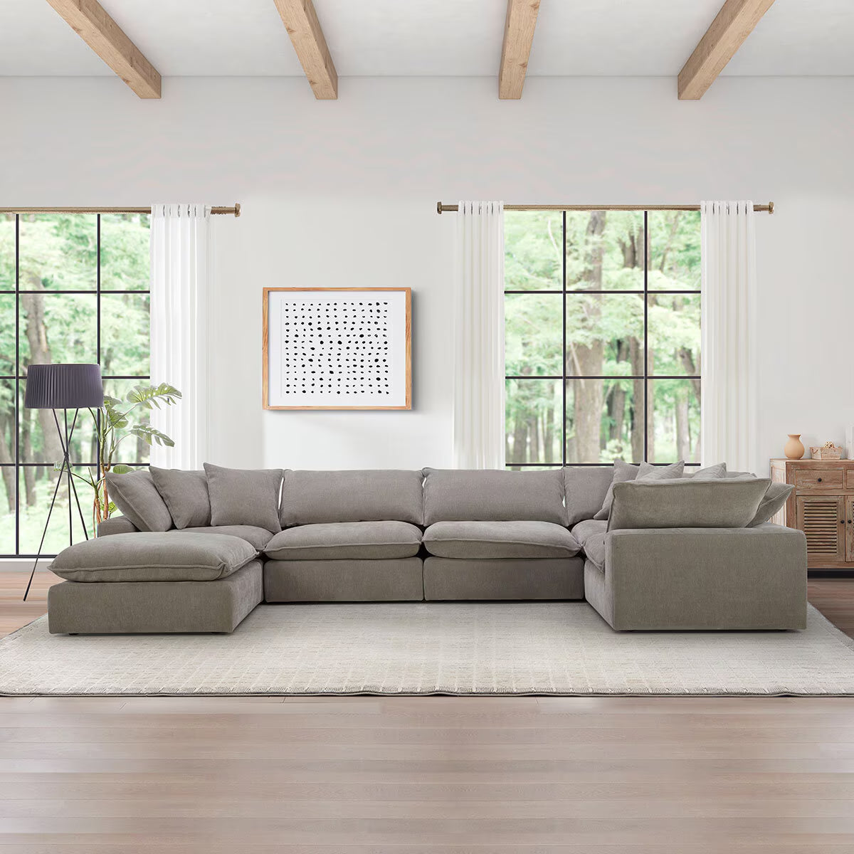 Luxurious Aiden & Ivy Beige 6-Piece Modular Sofa Set for Stylish Living Spaces