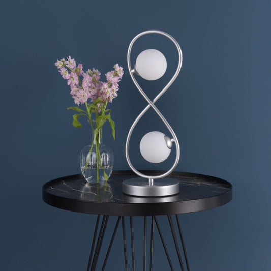 Lena 2 Light Matte Silver Table Lamp