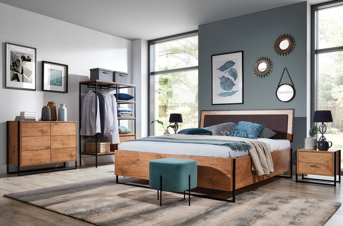 Loft Folding Door Wardrobe 104cm in Lancelot Oak