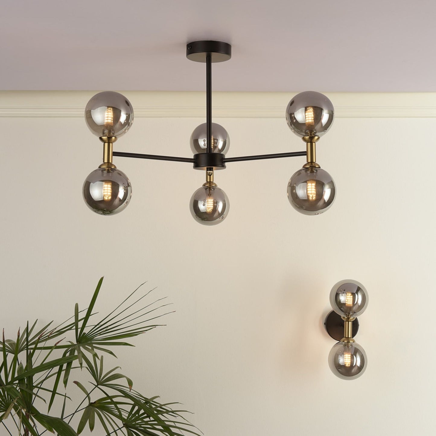 Loxley 2 Light Black & Gold Wall Light