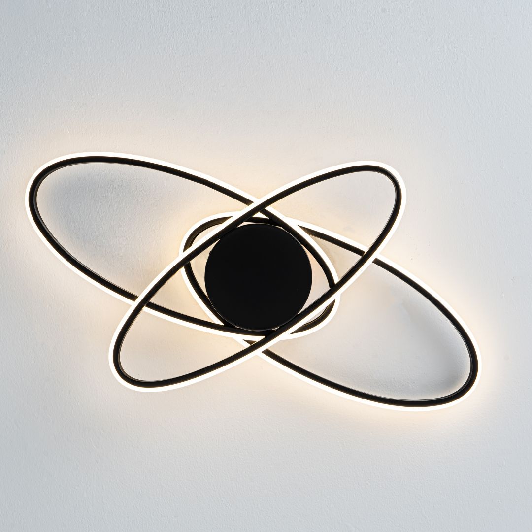 Astra 3 Light Black LED Semi Flush Ceiling Light