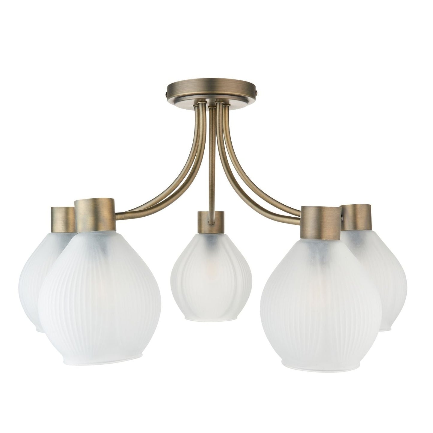 Hamilton 5 Light Antique Brass Semi Flush Ceiling Light
