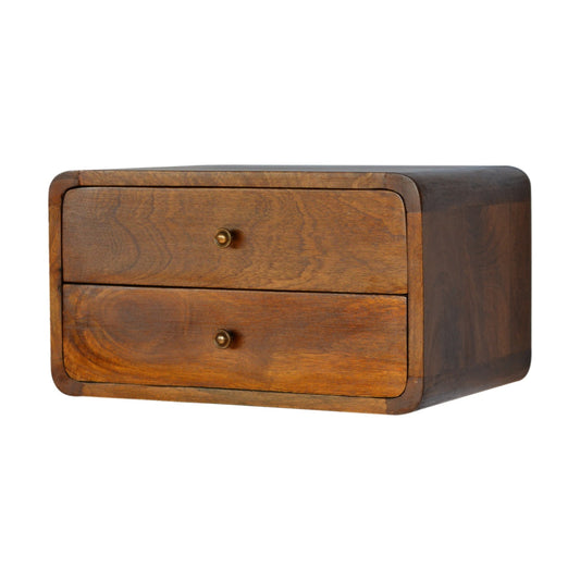 Floating Curved Chestnut Bedside BlissVeranda