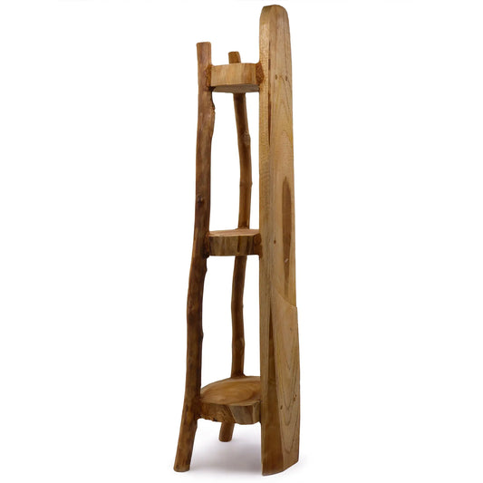 Natural Teak Corner Unit 3 Shelves - 90cm high TDS BlissVeranda