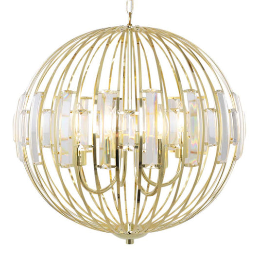 Noemi Polished Brass & Crystal Ceiling Pendant
