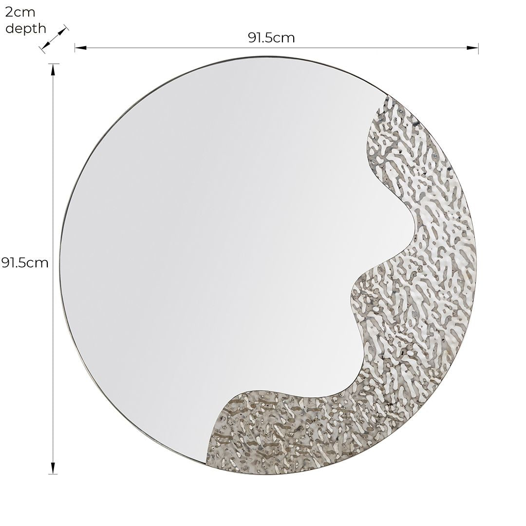 Ripple Silver Round Mirror