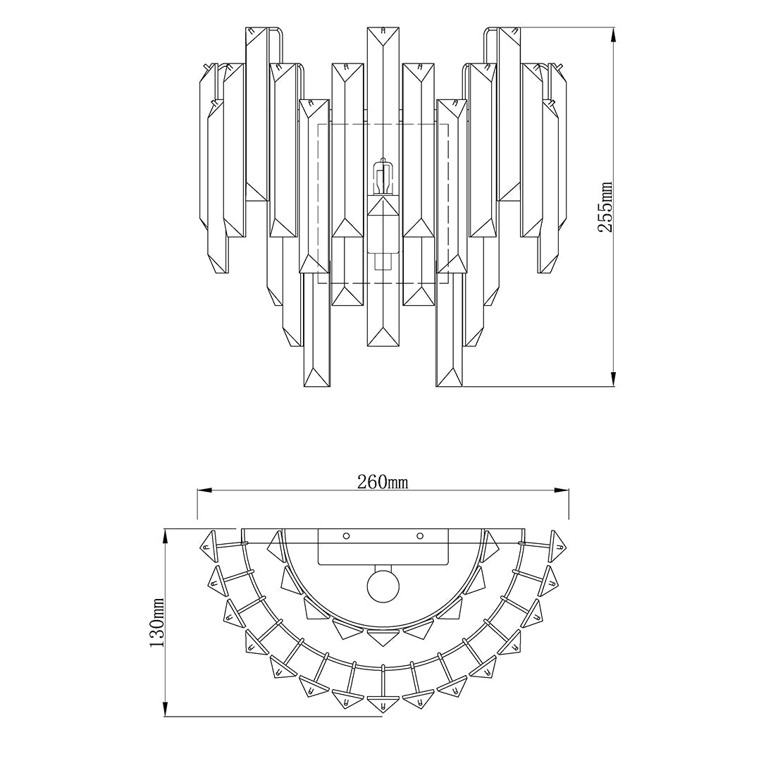 Onega Antique Brass & Glass Crystal Wall Light