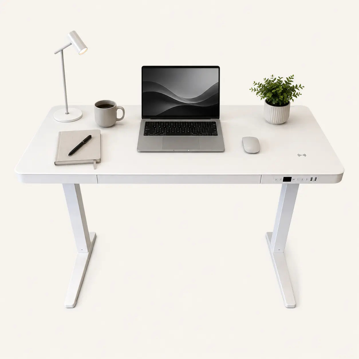 E-Max Electric Height Adjustable Desk White (Glass Top) – Purus Life