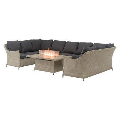 Bramblecrest Monterey Rattan Modular U-Shaped 4 Piece Fire Patio Set