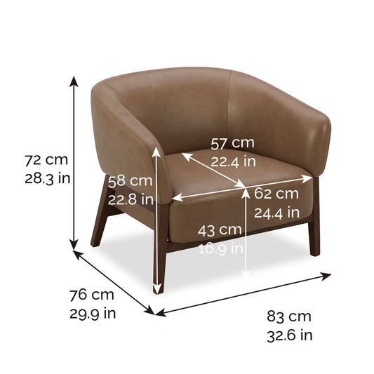 Aiden & Ivy Brown Leather Barrel Armchair
