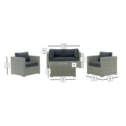 Bramblecrest Kingscote Cloud Rattan 4 Piece Deep Seating Set with Ice Bucket Coffee Table