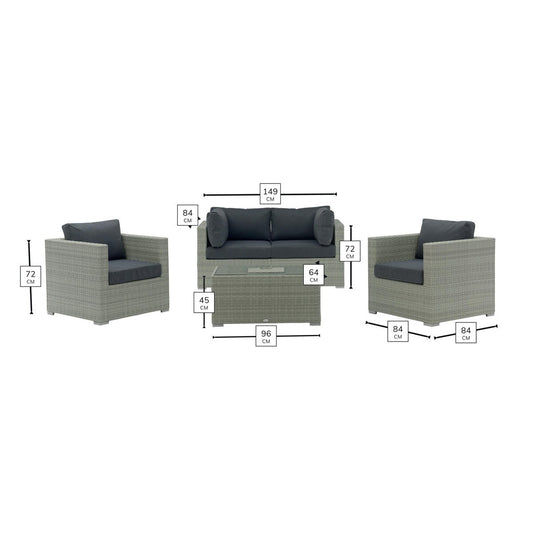 Bramblecrest Kingscote Cloud Rattan 4 Piece Deep Seating Set with Ice Bucket Coffee Table