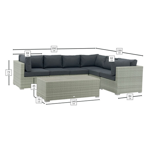 Bramblecrest Kingscote Rattan Deep Seating Corner Sofa Patio Set in Cloud Grey