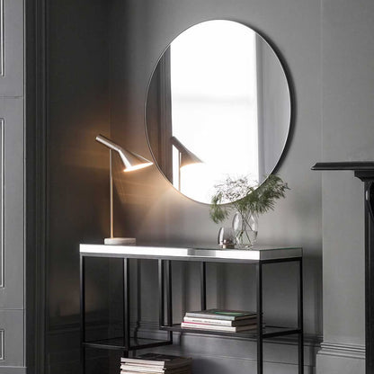 Gallery Hayle Black round Mirror, 100Cm