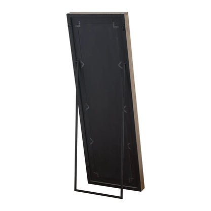 Black rectangular mirror with a wooden frame on a white background
