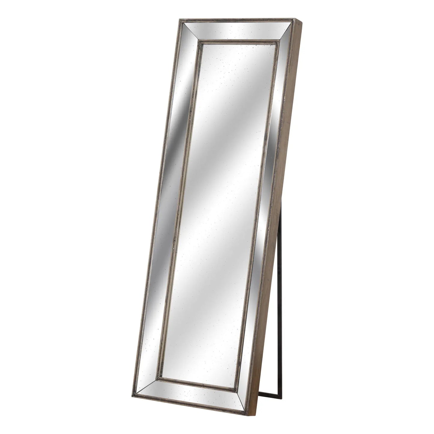 Rectangular mirror with a gold frame on a white background