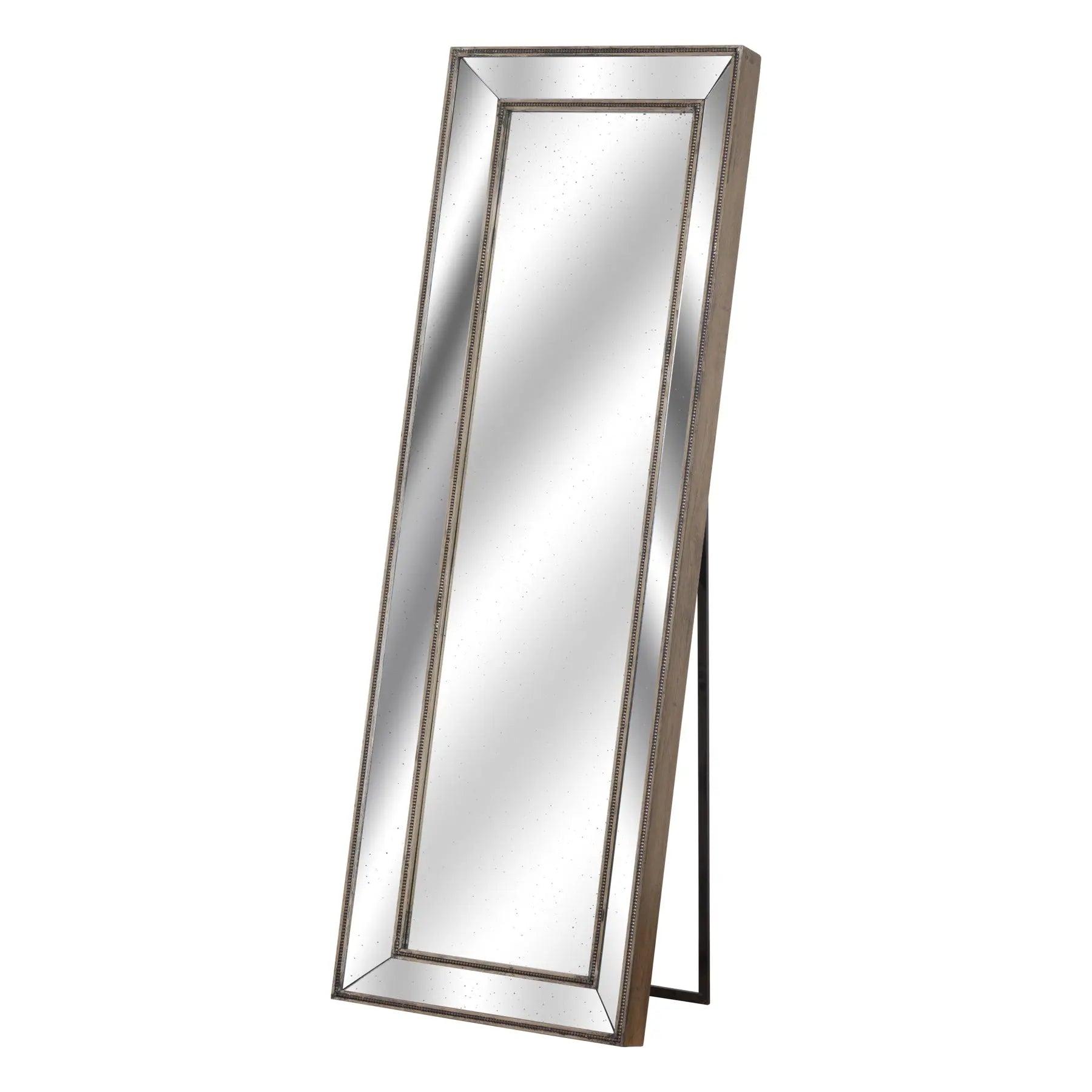 Rectangular mirror with a gold frame on a white background