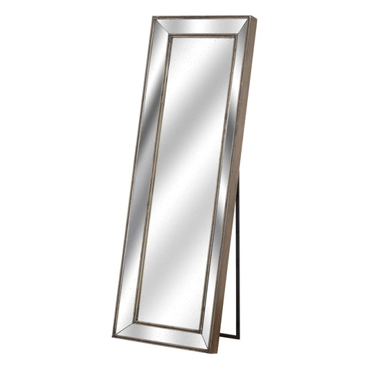 Rectangular mirror with a gold frame on a white background