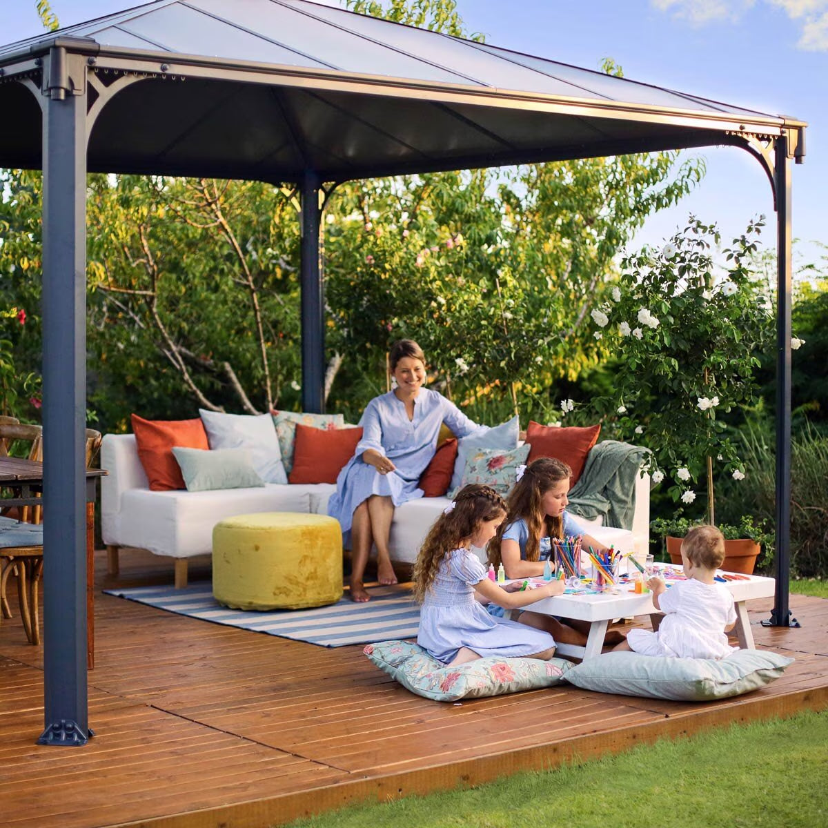 Palram Canopia Palermo 11Ft 9" X 11Ft 9" (3.6 X 3.6M) Aluminium and Polycarbonate Gazebo